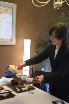 Ms. Michiko Ono, Japanese Tea Ambassador pouring Sencha