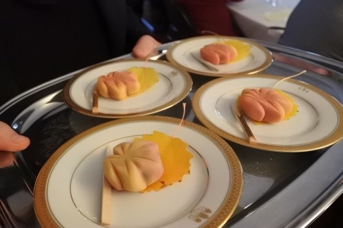 Maple Leaf-Shaped White Kidney Bean Dessert made by Chef Kentaro Matsuura